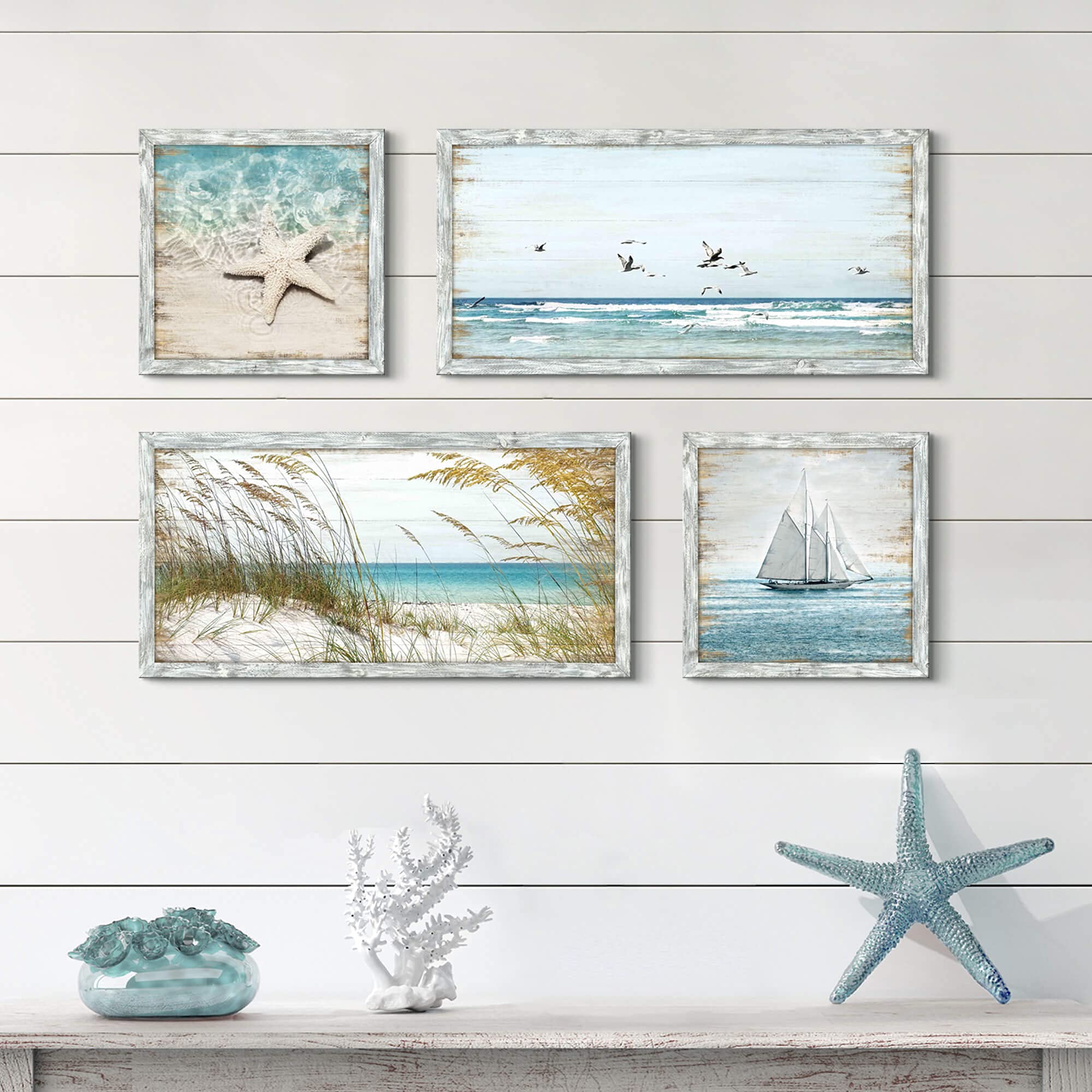 プリントw/フレーム【Colorfornia beautiful ocean】 Amazon.com: Beach Framed Wooden Pictures Wall Art: Coastal